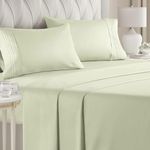 SEM B GRA - Flat BedSheet with 2 Pillow Covers 600 TC 100% Egyptian Cotton Bedsheet Comfortable & Durable Hotel Quality Sheet (Sage, Super King)