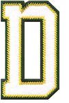 Model Wear - Alphabet A - Z Embroidered Appliques Patches - Green/White (D)