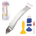 iLitLuk Full-Body Stainless Steel Caulk Removal Tool Grout Remover Scraper Caulking Tool Kit Silicone Squeegee Set with Sealant Finishing Tools Nozzle Cover for Kitchen Bathroom Floor Window Sink