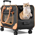 Nakyma Cat Carrier with Wheels, Pet Carrier with Wheels for Large Cats Small Dogs up to 38 LBS, Foldable and Super Ventilated Design, Ideal for Traveling