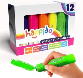 Happido Set of 12 Twistable Tempera Paint Sticks For Kids, Quick Drying, No Mess Art Supplies for Toddlers and Kids Ages 4-6 - NEON & PASTEL COLORS