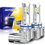 AUTOONE 2024 New 9005 LED Headlight Bulbs 6000K White, Super Bright 9005/HB3 High Beam Headlights, Fog Lights or DRL, Canbus Plug and Play Fanless Mini Size Car Bulbs Replacement (Pack of 2)