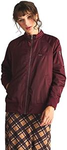 Members Only Women's Iconic Boyfriend Jacket with Satin Finish, Burgundy, Extra Large