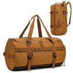 Lyweem Large Travel Duffle Bag for Men with Shoe Compartment 60L Tactical Duffel Bag Backpack Women Weekender Overnight Bag for Gym Bags, Brown