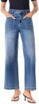 Sidefeel Women's Wide Leg Jeans High Waisted Straight Leg Stretchy Jeans Trendy Loose Ankle Jeans Sky Blue Size 14