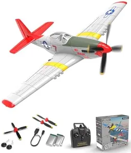 VOLANTEXRC RC Plane, 4 Channel Remote Control Airplane Fighter RTF with 6-Axis Gyro, 3 Modes & Aerobatics Easy to Fly, 2.4GHz Radio Controlled Aircraft for Beginners, Boys & Adults, P51D Mustang, Red