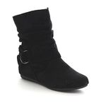 Women's Fashion Calf Flat Heel Side Zipper Slouch Ankle Boots black Size: 5 UK