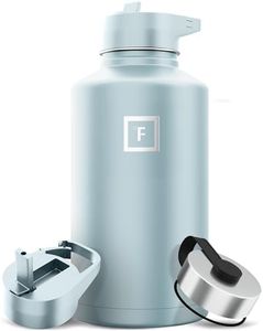 IRON °FLASK Sports Water Bottle - Wide Mouth with 3 Spout Lids - Stainless Steel Gym & Outdoor Bottles for Men, Women & Kids - Double Walled, Insulated Thermos, Metal Canteen - Morning Mist, 64 Oz