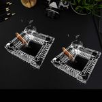 VOIDROP SET OF 2 Rectangle Heavy Glass Crystal Ashtray For Indoor, Ash Tray For Smoking For Home, Ashtray For Cigarette Stylish, Car Ashtray, New Glass Ashtray, HomeDécor Astray For Office HomeAshtray