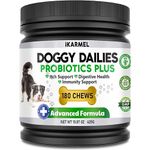 Doggy Dailies Probiotics for Dogs - Canine Supplements for Digestive and Immunity Support - Skin Health and Itch Support - Vitamin Treats - Veterinarian Formulated Probiotic