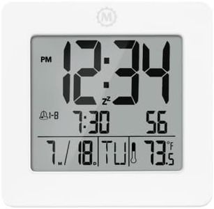 Marathon Digital Desktop Clock, White - Easy-to-Read 3.5” Display with Temperature & Date - includes Alarm with Snooze & Backlight