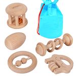 TOWO Wooden Rattles Maracas baby toys 6 Months-Organic Eco Toys for Infant Grasping Teething Natural Tether Musical Instrument Shaker Sensory Brain Development Newborn Birth Gift for Boys Girls