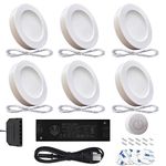 VST Under Cabinet Lighting 12V 2W(12W Total, 60W Equivalent) ETL Listed, with Wireless Dimmer Switch, Recessed or Surface Mount Puck Light for Kitchen,Wardrobe,Pantry,Decor, 6 Pack White 4000K…