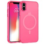 DUEDUE Magnetic Case for iPhone Xs Max Case 6.5" [Compatible with MagSafe] Translucent Matte iPhone Xs Max Phone Case Slim Shockproof Protective Cover for iPhone Xs Max,Hot Pink