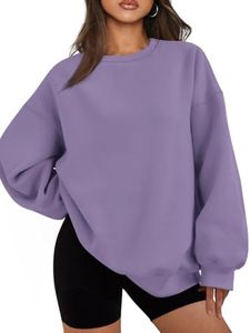 EFAN Womens Sweatshirts Hoodies Oversized Sweaters Crewneck Fleece Casual Tops Basic Comfy Fall Fashion Clothes 2026 Plus Size Maternity Workout Lounge Wear Winter Outfits Purple XL