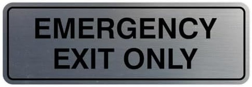 Signs ByLITA Standard Emergency Exit Only Sign - Easy Installation | Durable Wall or Door Sign (Brushed Silver) - Medium 2 Pack