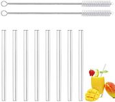 LessMo 8 Pcs 15cm Reusable Glass Straws-LFGB Certified Transparent Glass Straws with 2 Cleaning Brushes, Explosion-Proof, Environmentally Friendly, BPA-Free, for Cocktails