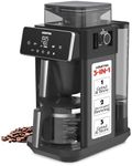 Gourmia 10-Cup Grind & Brew Coffee Maker – Built-in Adjustable Grinder, Programmable Digital Timer, 3 Brew Strengths, 4-Hour Keep-Warm, Auto Shut-Off, Pause & Serve, Glass Carafe, Stainless Steel