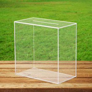 Clear Acrylic Wedding Card Box, Large DIY Card Box Blank No Print for Wedding Reception, Graduation Party, Bridal Shower, Keepsake Party Favor, Cosmetic Home Decor (10 x10 x 5.5 Inch)