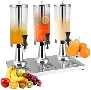 Hot and Cold Beverage Dispenser with Stand, 2.38 Gallon All-in-One Commercial Drink Dispenser with Ice Core&Stainless Steel Drip Trays for Parties, Beer Bar, Coffee (SILVER, 3 Head-2.38 GAL)