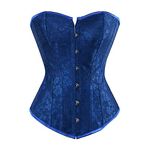 Grebrafan Slimming Corset Vintage Lace up Boned Bustier Top Brocade (UK(24-26) 7XL, Blue)