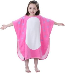 LOLANTA Baby Girls Hooded Bath Towels Dinosaur, Children's Beach Towel Pool Poncho SwimKids Terry Cloth Cover-Ups 100% Cotton (Pink#B, 1-3T)
