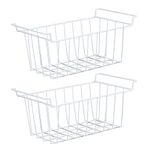 2Pcs Freezer Wire Storage Baskets, Hanging Metal Refrigerator Storage Rack Bins Freezer Organizer with Handles, Chest Freezer Organization for Kitchen Pantry Bathroom (L 42.5cm X W 24.5cm X H 20cm)