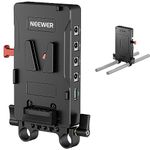 NEEWER V Mount Battery Plate with 15mm Rod Clamp, Power Supply Splitter PD 60W Type C&D Tap/DC15V Port, Compatible with Fxlion Sony NEEWER V Lock Battery, Compatible with SmallRig Video Rig, VB-A1