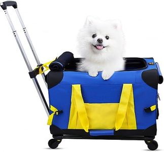 BEAUTYMONKEY.K Hard Side Dog Travel Carrier with Wheels for Small Dog,Foldability Hard Side Pet Carrier with Wheels for Small Dog or Cat,Waterproof,Light Weight,51 x 33 x 33 CM