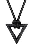 FaithHeart Viking Mobius Pendant Necklaces, Men's Black Triangle Arrow Necklaces Waterproof Leather Rope, Norse Jewellery for Man Woman