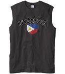 Cybertela Men's Philippines Flag Crest Shield Sleeveless T-Shirt (Black, Medium)