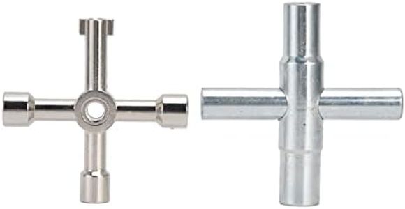 QANYEGN 2Pcs 4 Way Sillcock Water Key, Heavy Duty Water Utility Key, Stainless Steel Water Key for Faucet, Hose Bib, Spigot, Valve