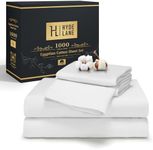 Hyde Lane 100% Egyptian Cotton Sheets Queen Size, 1000 Thread Count Sheet Set, Hotel Luxury Bed Sheets with 18" Deep Pocket, Sateen Weave 4 Piece, Soft and Thick (Queen, White)