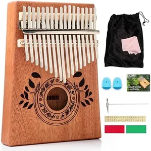 UNOKKI Kalimba 17 Key Thumb Piano, Portable Mahogany Mbira Finger Piano with Instruction, Carrying Bag, Tune Hammer, Holiday Gift for Kids & Adults on Christmas & Thanksgiving (Light Brown)