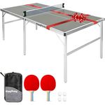 Original Cup EasyPong | Grey Ping Pong Table | 182x91cm | Premium Quality | Easy to Carry | Stable | Ideal for Outdoor & Indoor | 2 Rackets + 4 Balls | Table Tennis | 100% Fun