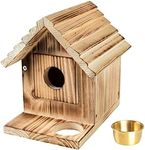 Bird House Birdhouse for Outside Wooden Bluebird House with Predator Guard Bluebird Nesting Box Wild Bird Watching Hanging Clearance Garden Bird Feeding Country Cottages