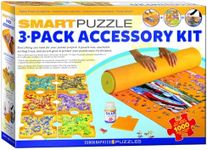 EuroGraphics 8955-0107 Puzzle Accessory Combo Kit Includes Roll and Go Mat 6 Stackable Trays and a Bottle of Glue (2000 Piece) 6 oz., Yellow