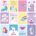 Unicorn Posters for Girls Bedroom - Cartoon Pink Unicorn Room Decor Stars Clouds Cute Decor for Kids Teen Room, Rainbow Wall Art Prints Unicorn Rainbow Motivational Poster Sets of 12 (12x16 Inches)