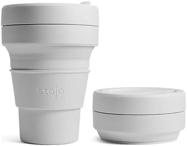STOJO On-The-Go Mini Collapsible Coffee Cup - 8oz / 237ml - Reusable & Foldable Silicone Travel Mug with Lid - Portable, Pocket Size - Dishwasher Safe - Cashmere