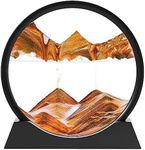 Sandbilder-Moving Sand Art Picture Liquid Motion, Falling Sand Art Decor, 3D Deep Sea Sandscape, Rotary Glass Sand Art Frame Display, Flowing Sand Relaxing Toy for Kids/Adults(Orange,7")