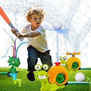 Water Sprinkler Baseball Toy Set for Kids Snail Summer Water Game with 2 Sprinkler Heads,Outdoor Spray Backyard Lawn Garden Summer Pool Party Game