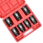 MIXPOWER 1/2-Inch Drive Deep Impact Socket Set, Inch, Cr-Mo, 6-Point, 1-3/8-Inch - 1-3/4-Inch, 7-Piece Axle Socket Set, Engineered for Use with Impact Drivers