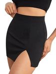 WOO THING Elasticated Side Slit Skirt for Women and Girls | Mini Skirt |Short Skirt | Black (XL)