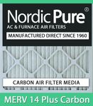 Nordic Pure 16x25x1M14+C-6 MERV 14 Plus Carbon AC Furnace Air Filters, Quantity-6