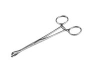 BEAUTY PLUS Oval End Ear Nose Body Piercing Holders Forceps with or Without Slots 15cm or 18cm Profession Body Piercing Clamps (18cm Oval with Slot)