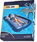 Galvanox Inflatable Tanning Pool Lounger with Pillow | Large Blow Up Floating Bed Raft 70"x49" (Navy Blue)