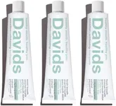 Davids Fluoride Free Nano Hydroxyapatite Toothpaste for Remineralizing Enamel & Sensitive Relief, Whitening, Antiplaque, SLS Free, Natural Peppermint, 4oz (3-Pack), Made in USA