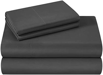 HOMEIDEAS 4 Piece Bed Sheets Set, Extra Soft Brushed Microfiber Fabric Bedding Sheets, Wrinkle & Fade Free - Flat Sheet, Fitted Sheet with 2 Pillowcases (King, Dark Grey)