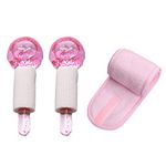 Ice Globes for Facials, Jessipako Ice Roller Mold Set for Eyes and Face, 2pcs Facial Ice Globes with Adjustable Spa Facial Headband for Face & Eye Puffiness Relief, Pink Color L Size 13.5 x 5cm