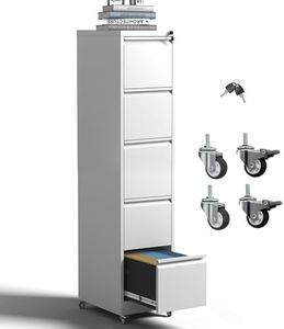 EKJ 5-Drawer Mobile File Cabinet with Lock and Wheels